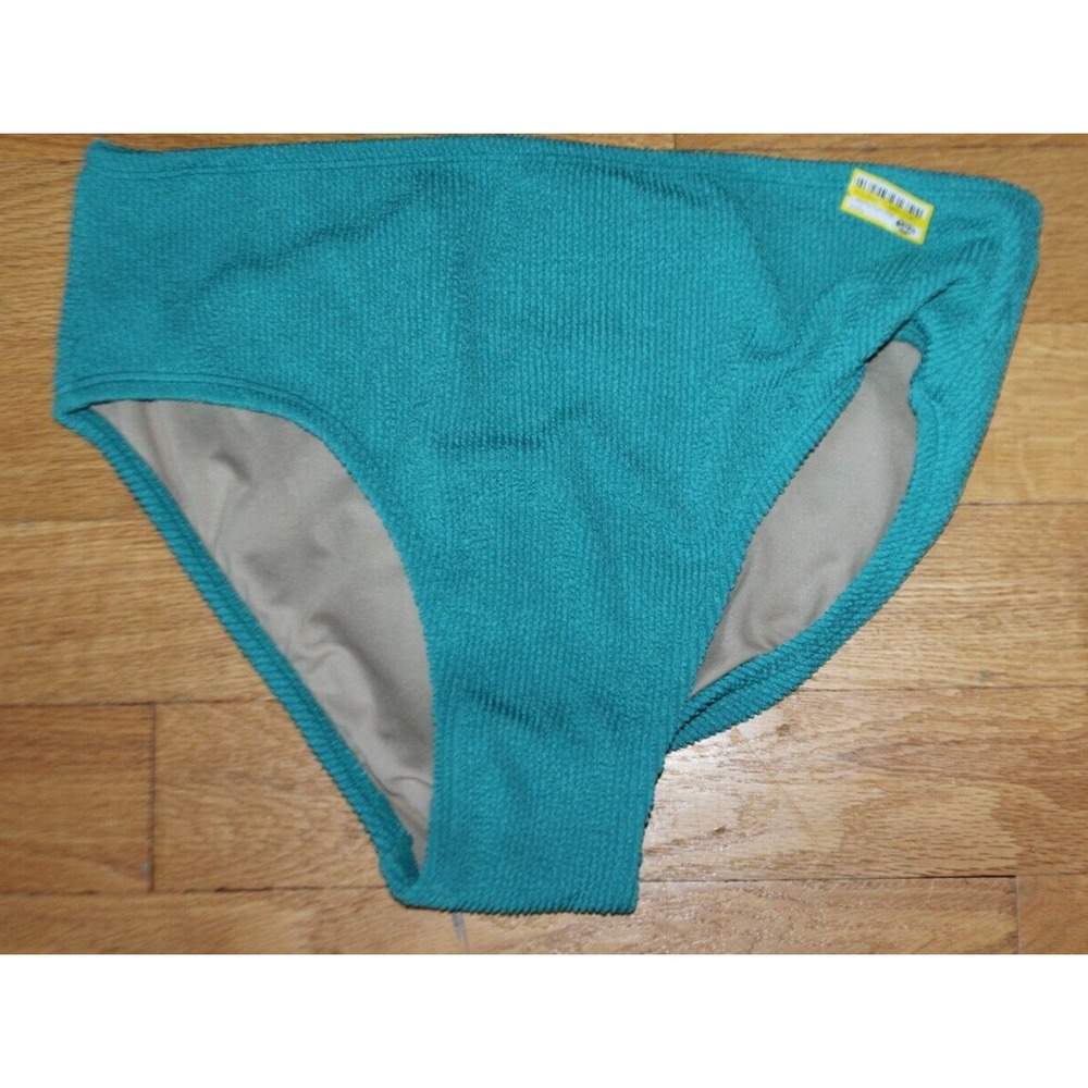 Pucker Textured Mid-Rise Medium Coverage Bikini Bottom - Kona Sol Turquoise L